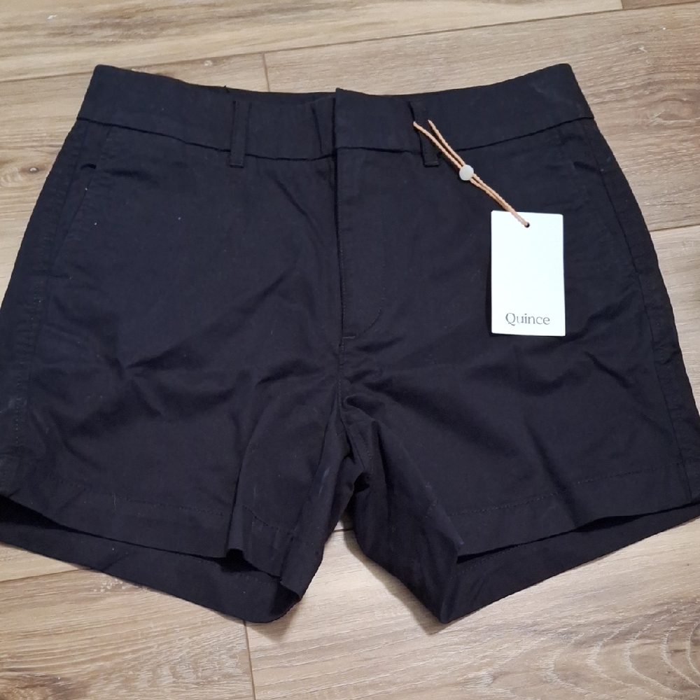 NWT Quince Organic Cotton Stretch Chino Shorts, Black, Size 2